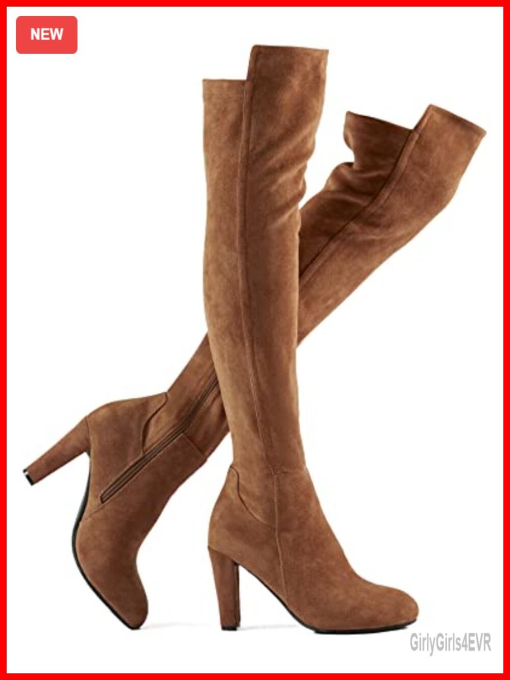 Faux Suede Chunky Heel Over The Knee Thigh High Boots